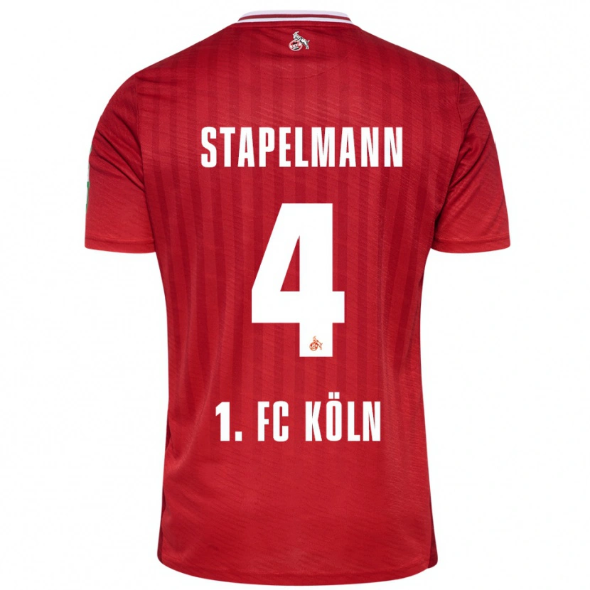 Danxen Kinder Luis Stapelmann #4 Rot Weiß Auswärtstrikot Trikot 2025/26 T-Shirt