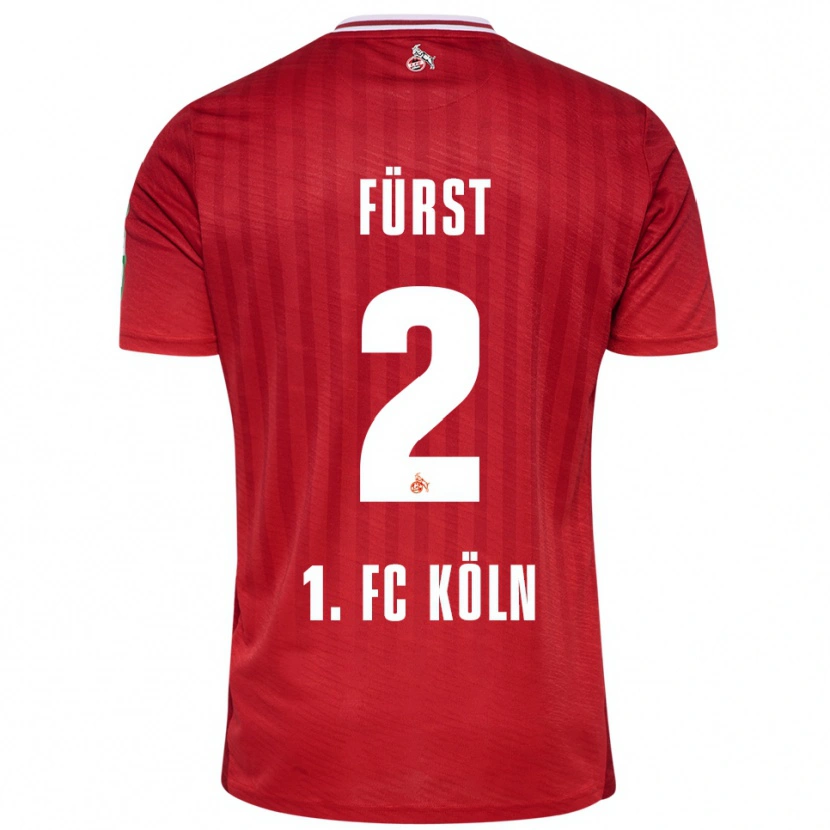 Danxen Kinder David Fürst #2 Rot Weiß Auswärtstrikot Trikot 2025/26 T-Shirt