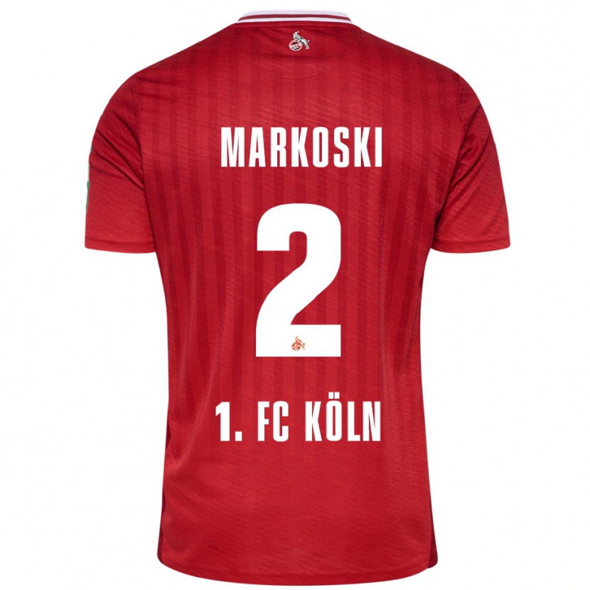 Danxen Kinder Kristian Markoski #2 Rot Weiß Auswärtstrikot Trikot 2025/26 T-Shirt