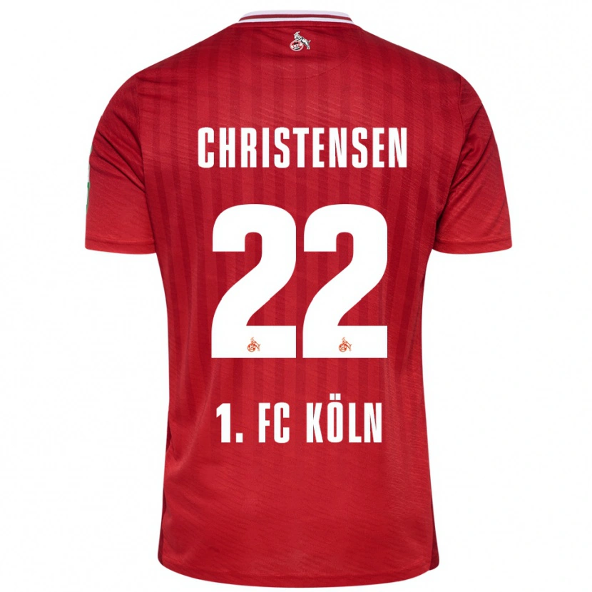 Danxen Kinder Jacob Christensen #22 Rot Weiß Auswärtstrikot Trikot 2025/26 T-Shirt