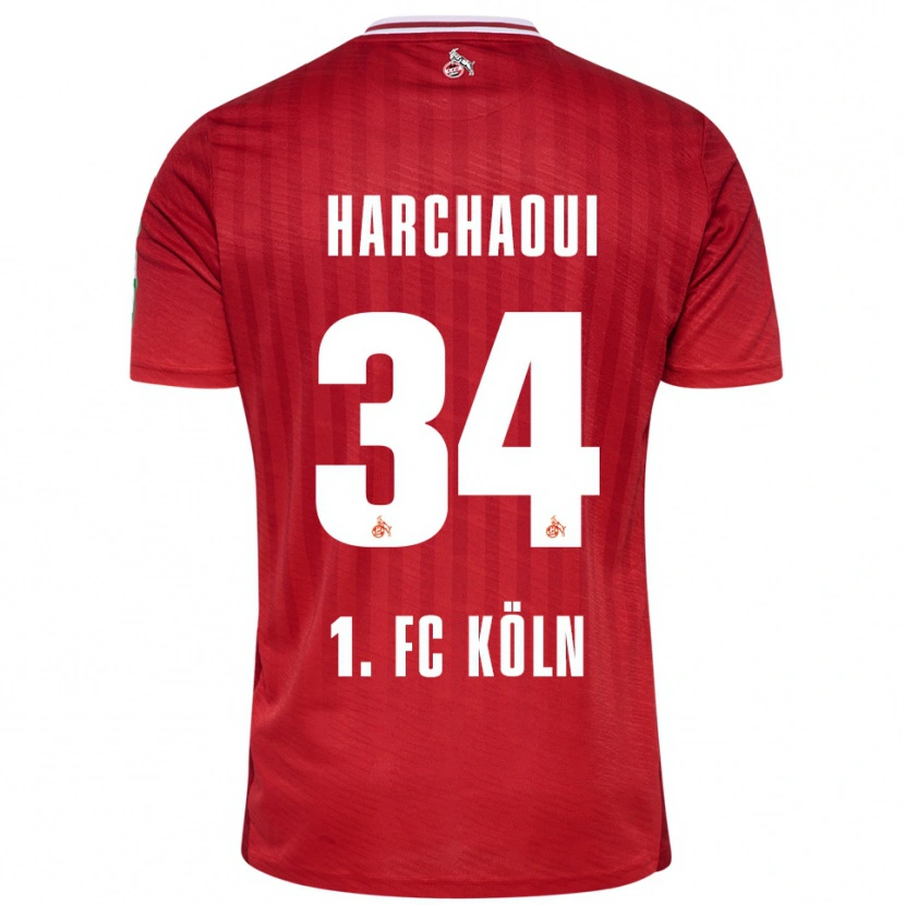 Danxen Kinder Fayssal Harchaoui #34 Rot Weiß Auswärtstrikot Trikot 2025/26 T-Shirt