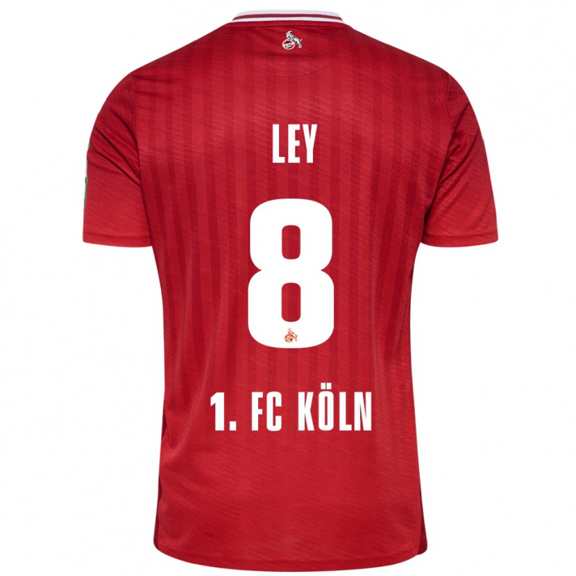 Danxen Kinder Benjamin Ley #8 Rot Weiß Auswärtstrikot Trikot 2025/26 T-Shirt