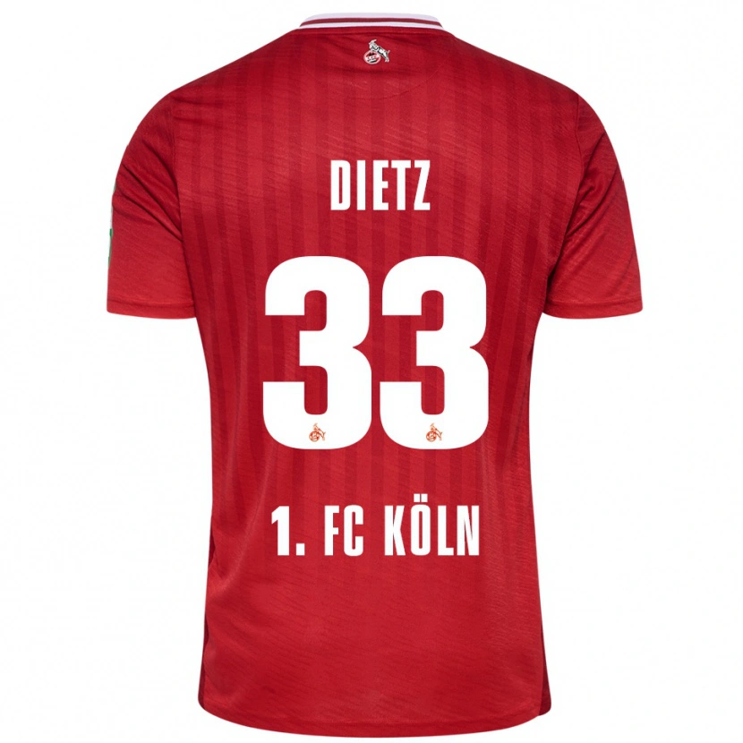 Danxen Kinder Florian Dietz #33 Rot Weiß Auswärtstrikot Trikot 2025/26 T-Shirt