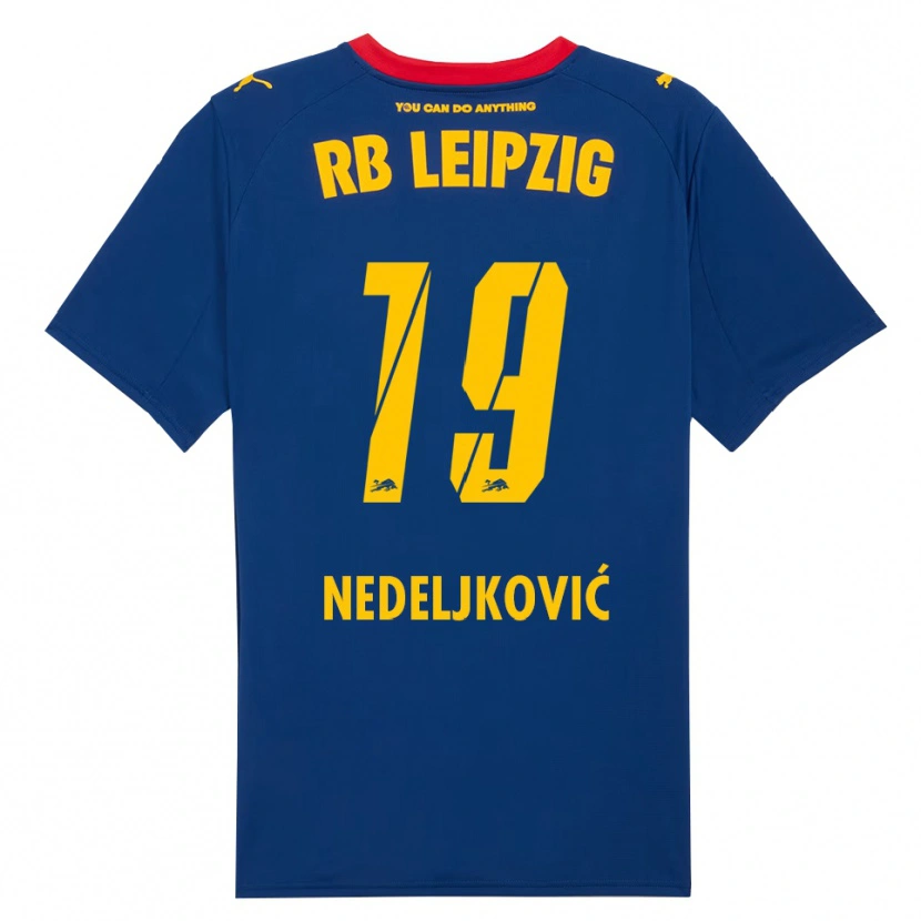 Danxen Kinder Kosta Nedeljkovic #19 Marineblau Rot Auswärtstrikot Trikot 2025/26 T-Shirt