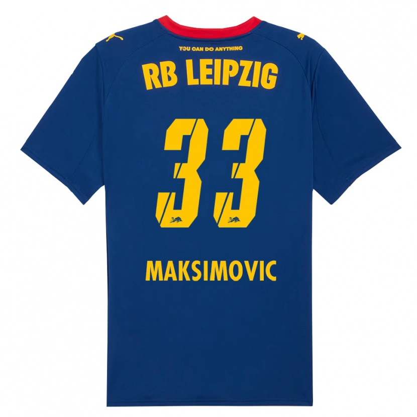 Danxen Kinder Andrija Maksimovic #33 Marineblau Rot Auswärtstrikot Trikot 2025/26 T-Shirt