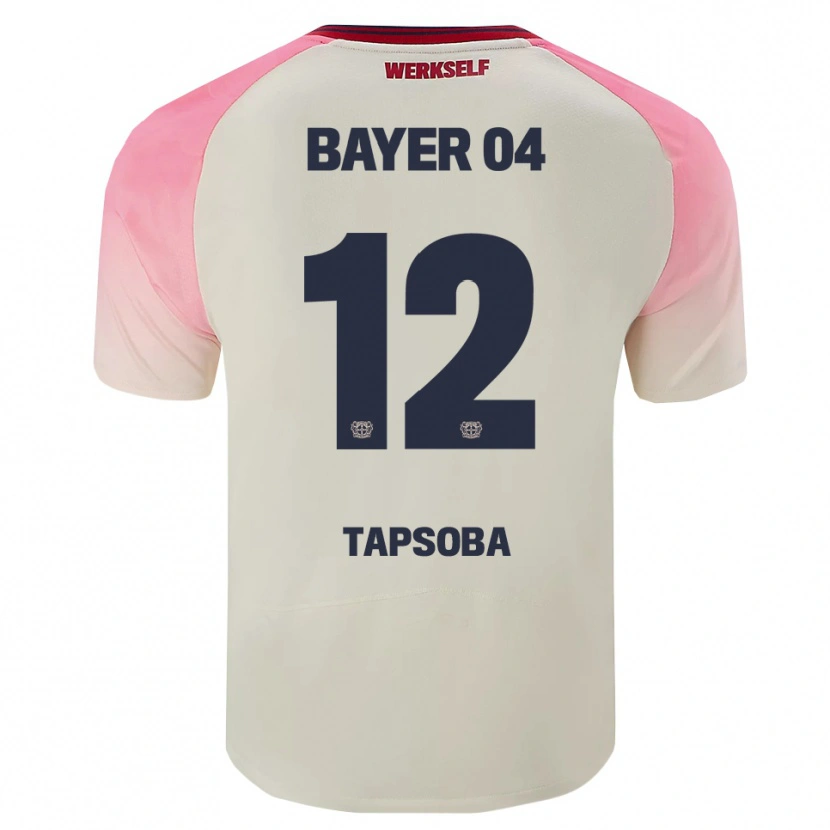 Danxen Kinder Edmond Tapsoba #12 Pink Cremeweiß Auswärtstrikot Trikot 2025/26 T-Shirt