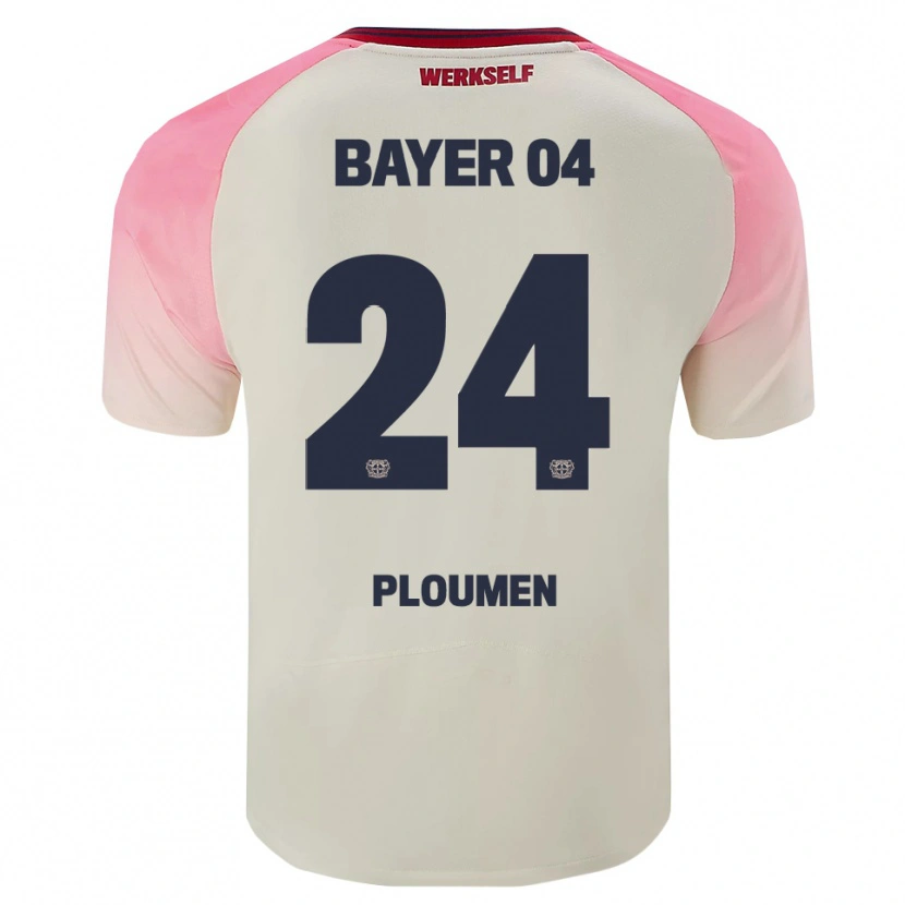 Danxen Kinder Gilles Ploumen #24 Pink Cremeweiß Auswärtstrikot Trikot 2025/26 T-Shirt