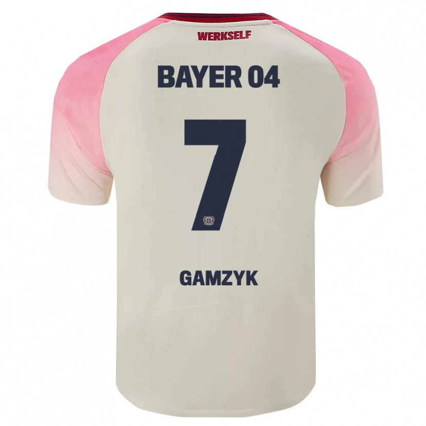 Danxen Kinder Andriy Gamzyk #7 Pink Cremeweiß Auswärtstrikot Trikot 2025/26 T-Shirt