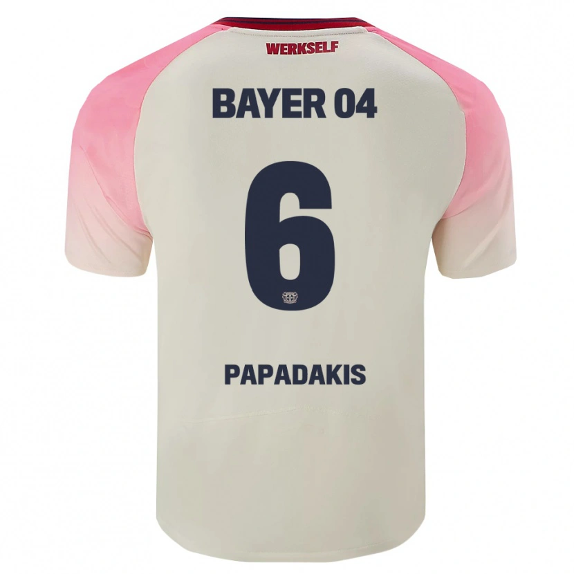 Danxen Kinder Konstantinos Papadakis #6 Pink Cremeweiß Auswärtstrikot Trikot 2025/26 T-Shirt