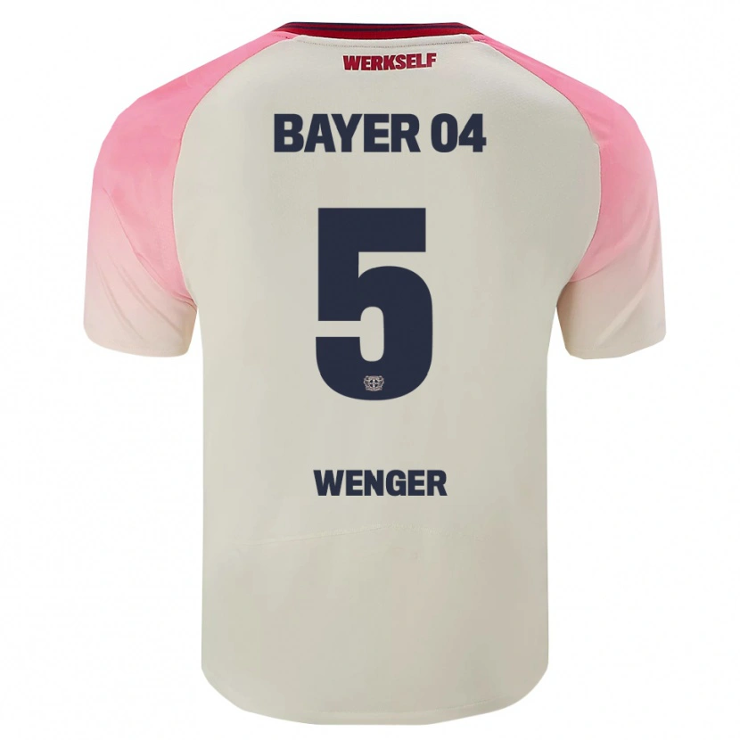 Danxen Kinder Claudia Wenger #5 Pink Cremeweiß Auswärtstrikot Trikot 2025/26 T-Shirt