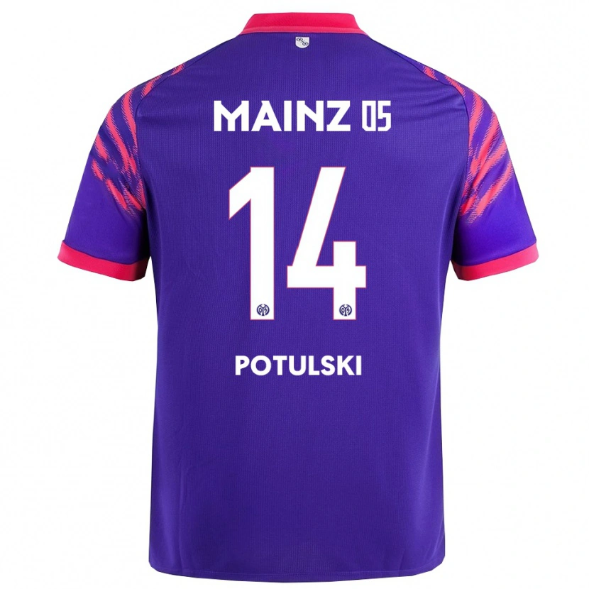 Danxen Kinder Kacper Potulski #14 Marineblau Pink Auswärtstrikot Trikot 2025/26 T-Shirt