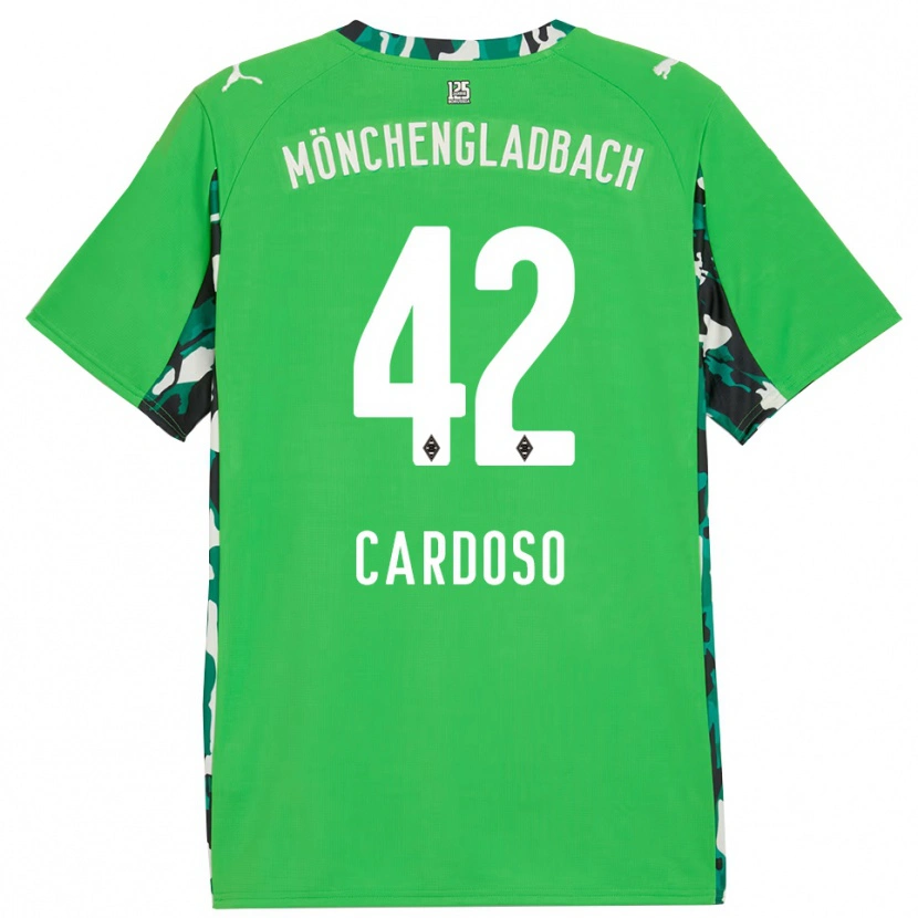Danxen Kinder Tiago Pereira Cardoso #42 Grün Schwarz Auswärtstrikot Trikot 2025/26 T-Shirt