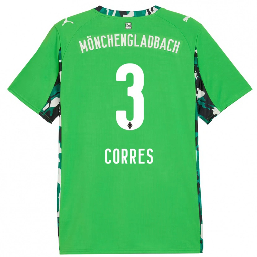 Danxen Kinder Carolin Corres #3 Grün Schwarz Auswärtstrikot Trikot 2025/26 T-Shirt