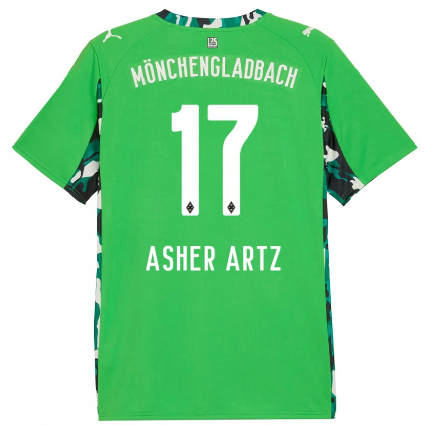 Danxen Kinder Asher Artz #17 Grün Schwarz Auswärtstrikot Trikot 2025/26 T-Shirt