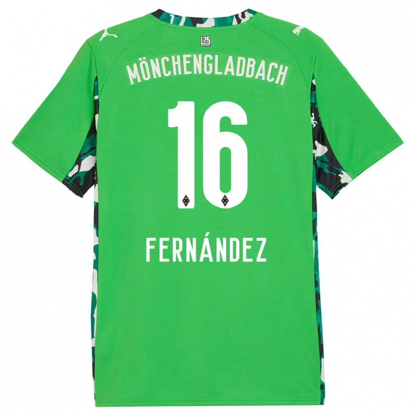 Danxen Kinder Oriol Fernandez Berenguer #16 Grün Schwarz Auswärtstrikot Trikot 2025/26 T-Shirt