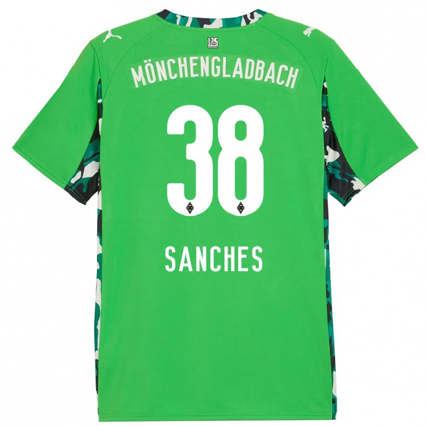Danxen Kinder Yvandro Borges Sanches #38 Grün Schwarz Auswärtstrikot Trikot 2025/26 T-Shirt