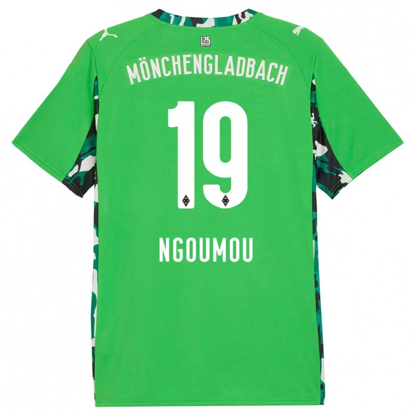 Danxen Kinder Nathan Ngoumou #19 Grün Schwarz Auswärtstrikot Trikot 2025/26 T-Shirt