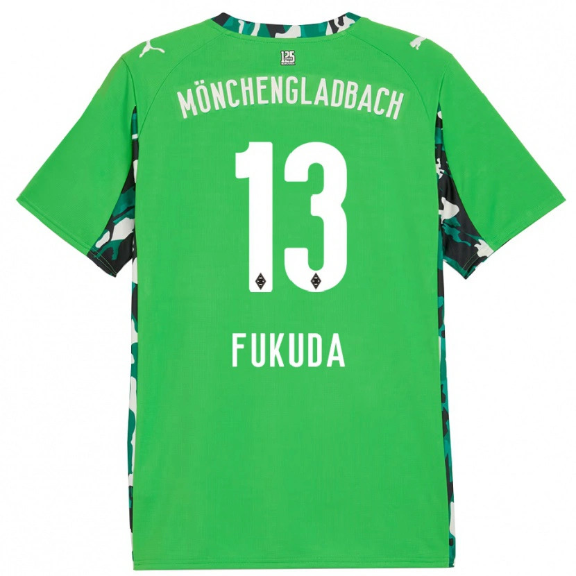 Danxen Kinder Shio Fukuda #13 Grün Schwarz Auswärtstrikot Trikot 2025/26 T-Shirt