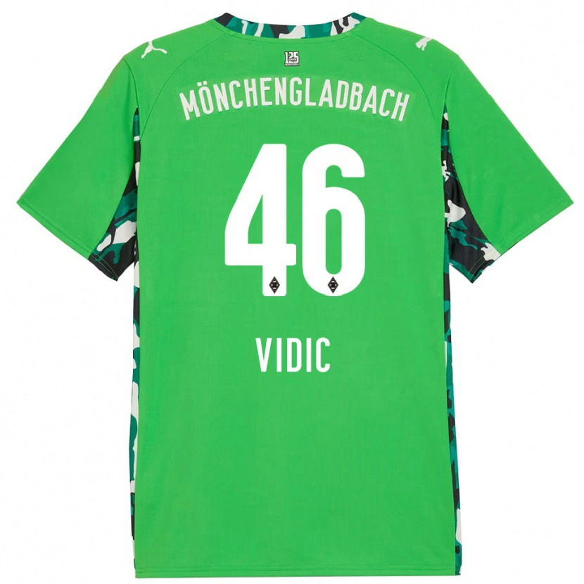 Danxen Kinder Nico Vidic #46 Grün Schwarz Auswärtstrikot Trikot 2025/26 T-Shirt
