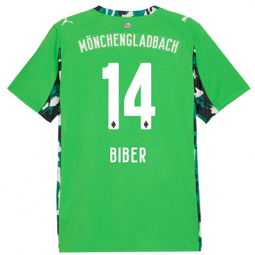 Danxen Kinder Edin Biber #14 Grün Schwarz Auswärtstrikot Trikot 2025/26 T-Shirt