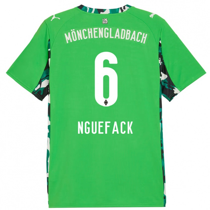 Danxen Kinder Mathieu Nguefack #6 Grün Schwarz Auswärtstrikot Trikot 2025/26 T-Shirt