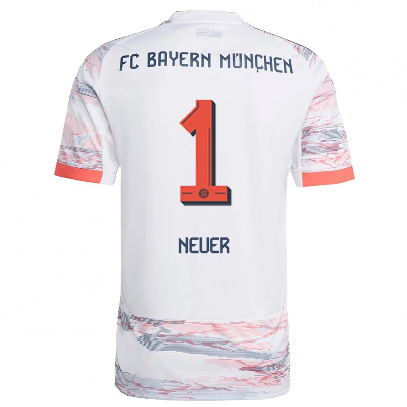 Danxen Kinder Manuel Neuer #1 Weiß Grau Auswärtstrikot Trikot 2025/26 T-Shirt