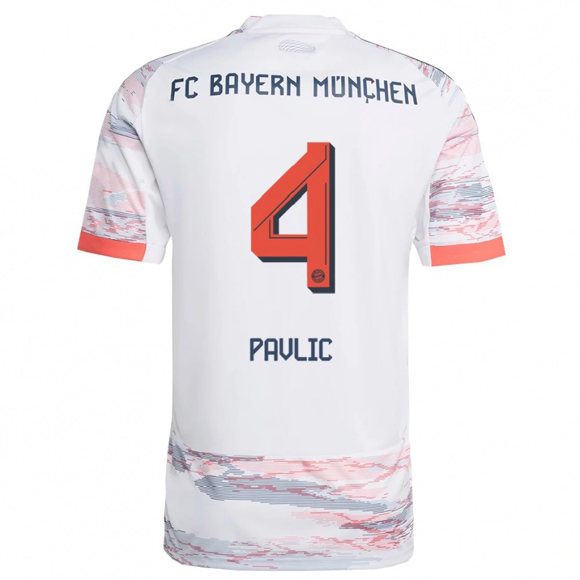 Danxen Kinder Raphael Pavlic #4 Weiß Grau Auswärtstrikot Trikot 2025/26 T-Shirt