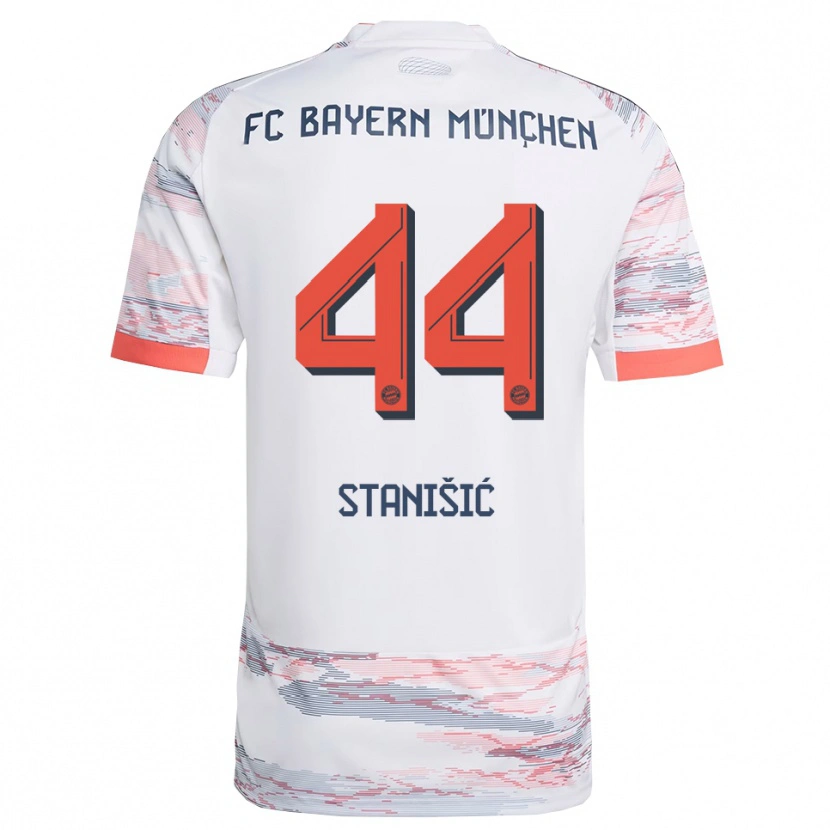 Danxen Kinder Josip Stanisic #44 Weiß Grau Auswärtstrikot Trikot 2025/26 T-Shirt