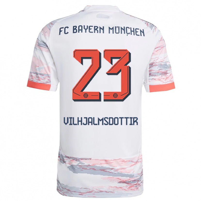 Danxen Kinder Karolina Lea Vilhjalmsdottir #23 Weiß Grau Auswärtstrikot Trikot 2025/26 T-Shirt