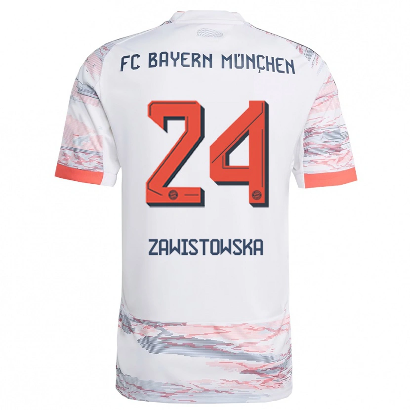 Danxen Kinder Weronika Zawistowska #24 Weiß Grau Auswärtstrikot Trikot 2025/26 T-Shirt