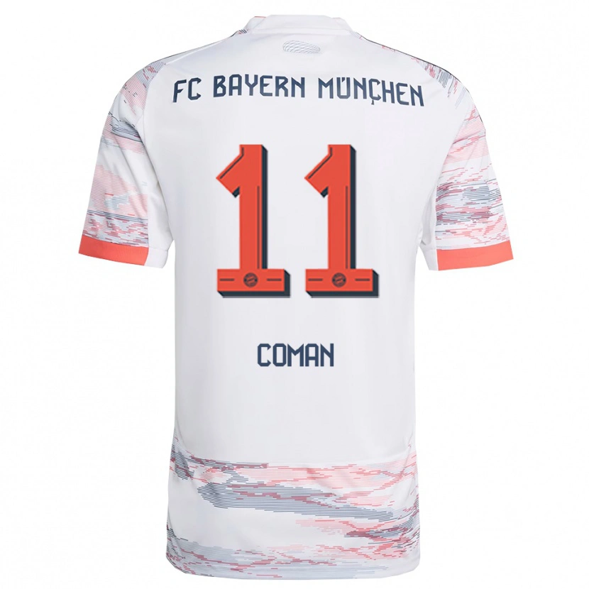 Danxen Kinder Kingsley Coman #11 Weiß Grau Auswärtstrikot Trikot 2025/26 T-Shirt