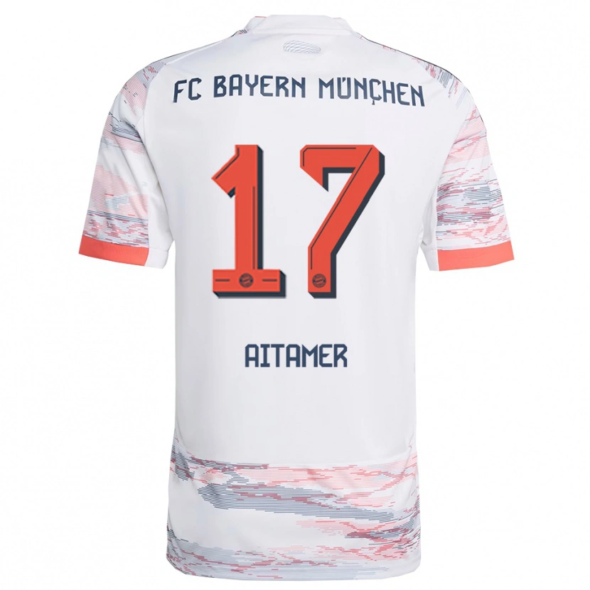 Danxen Kinder Younes Aitamer #17 Weiß Grau Auswärtstrikot Trikot 2025/26 T-Shirt