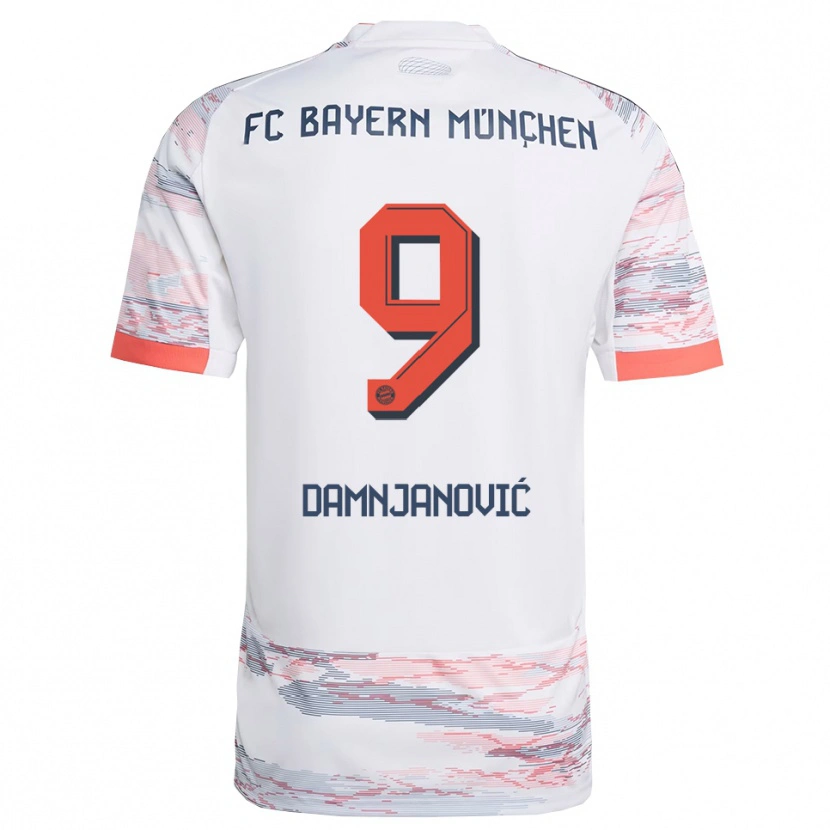 Danxen Kinder Jovana Damnjanović #9 Weiß Grau Auswärtstrikot Trikot 2025/26 T-Shirt
