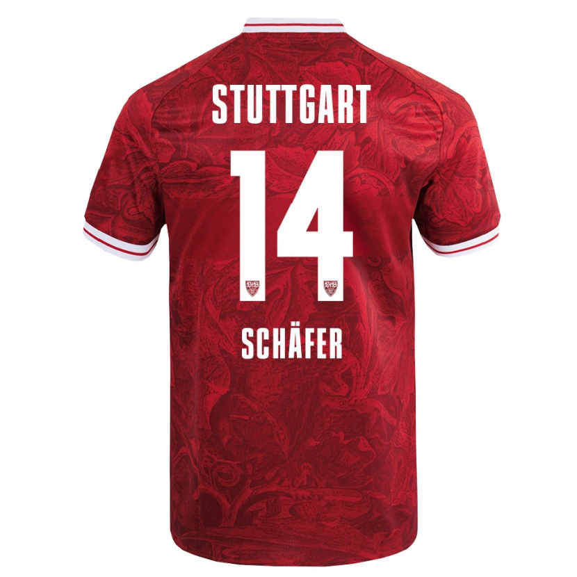 Danxen Kinder Katharina Schäfer #14 Rot Schwarz Auswärtstrikot Trikot 2025/26 T-Shirt