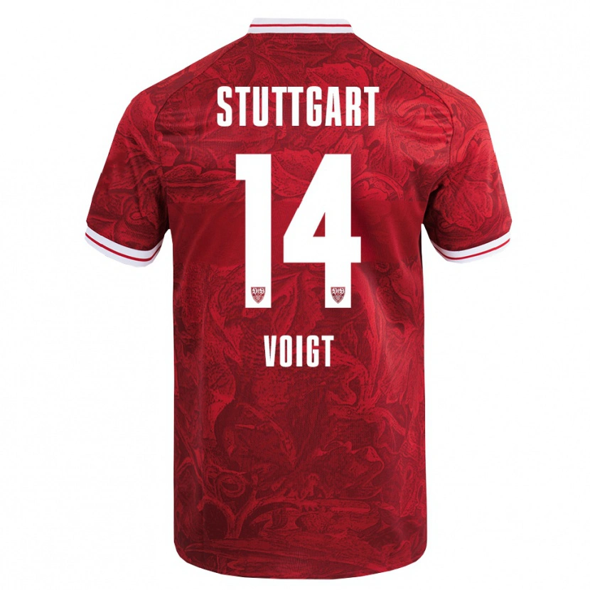 Danxen Kinder Max Voigt #14 Rot Schwarz Auswärtstrikot Trikot 2025/26 T-Shirt
