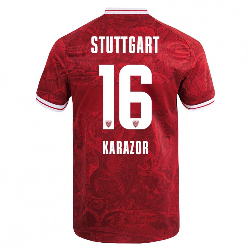 Danxen Kinder Atakan Karazor #16 Rot Schwarz Auswärtstrikot Trikot 2025/26 T-Shirt
