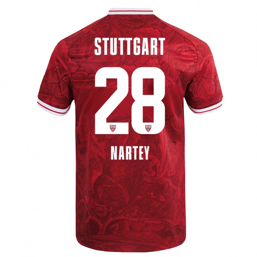 Danxen Kinder Nikolas Nartey #28 Rot Schwarz Auswärtstrikot Trikot 2025/26 T-Shirt
