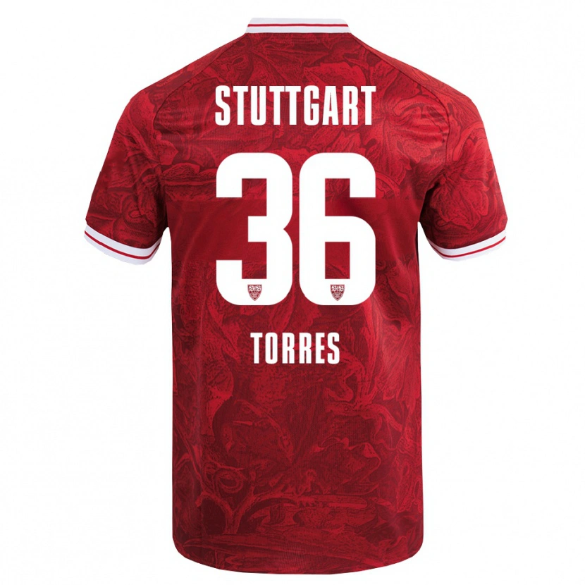 Danxen Kinder Yohann Torres #36 Rot Schwarz Auswärtstrikot Trikot 2025/26 T-Shirt