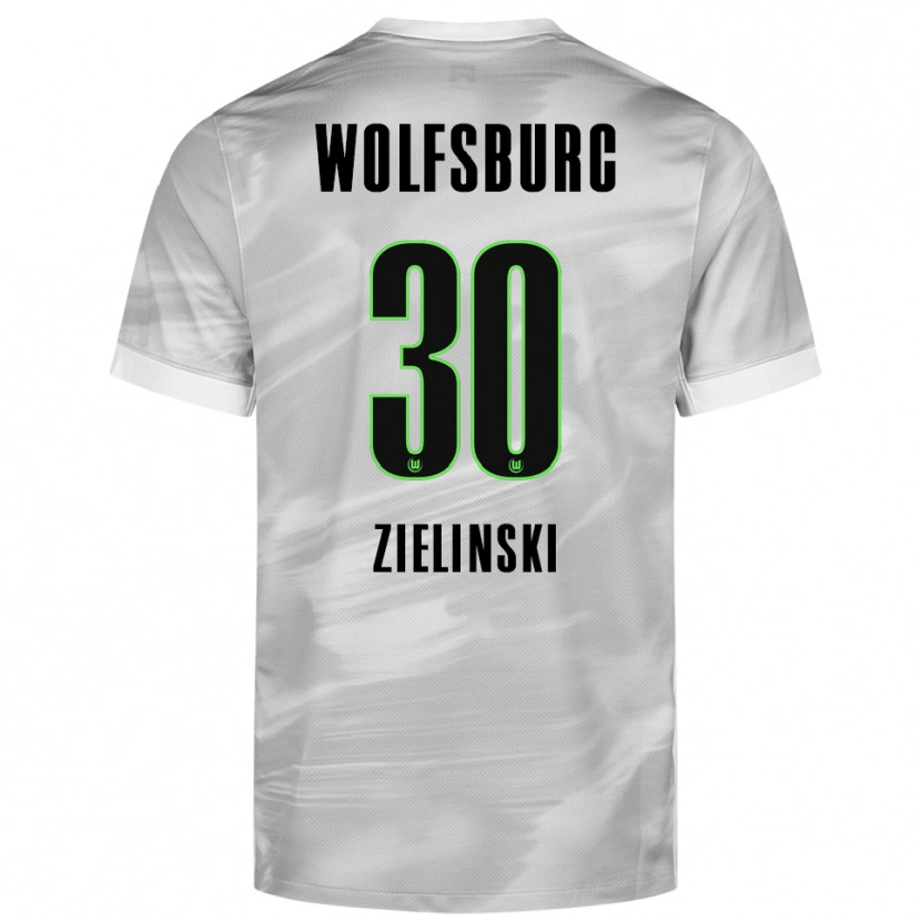 Danxen Kinder Jakub Zielinski #30 Grau Weiß Auswärtstrikot Trikot 2025/26 T-Shirt