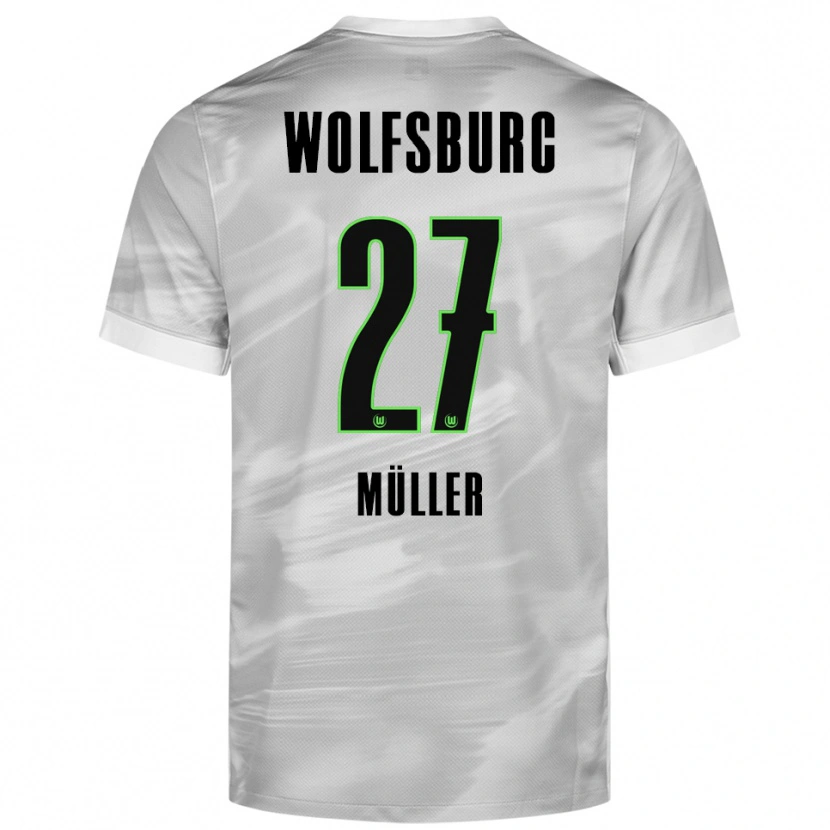 Danxen Kinder Fabio Müller #27 Grau Weiß Auswärtstrikot Trikot 2025/26 T-Shirt