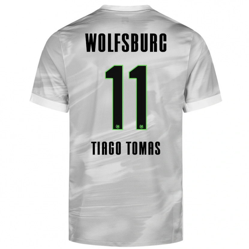 Danxen Kinder Tiago Tomás #11 Grau Weiß Auswärtstrikot Trikot 2025/26 T-Shirt