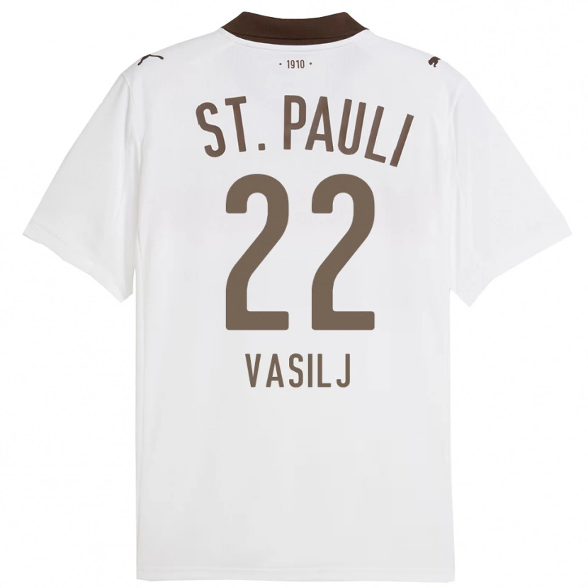 Danxen Kinder Nikola Vasilj #22 Weiß Rot Auswärtstrikot Trikot 2025/26 T-Shirt