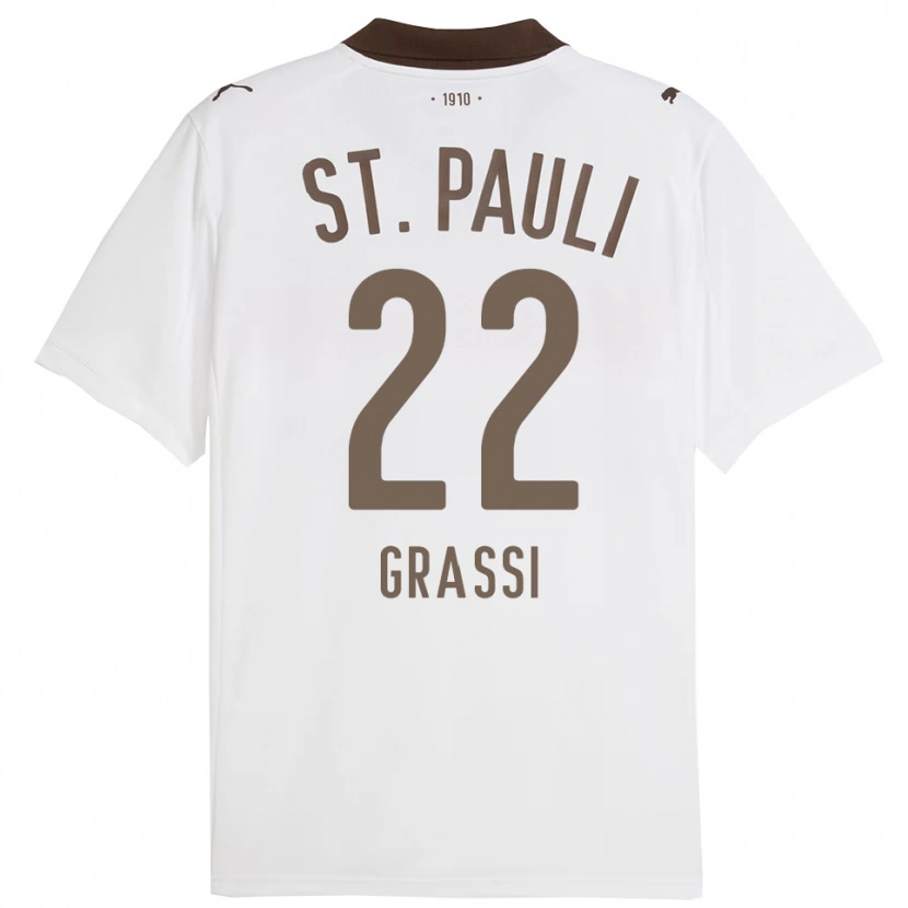 Danxen Kinder Levi Grassi #22 Weiß Rot Auswärtstrikot Trikot 2025/26 T-Shirt