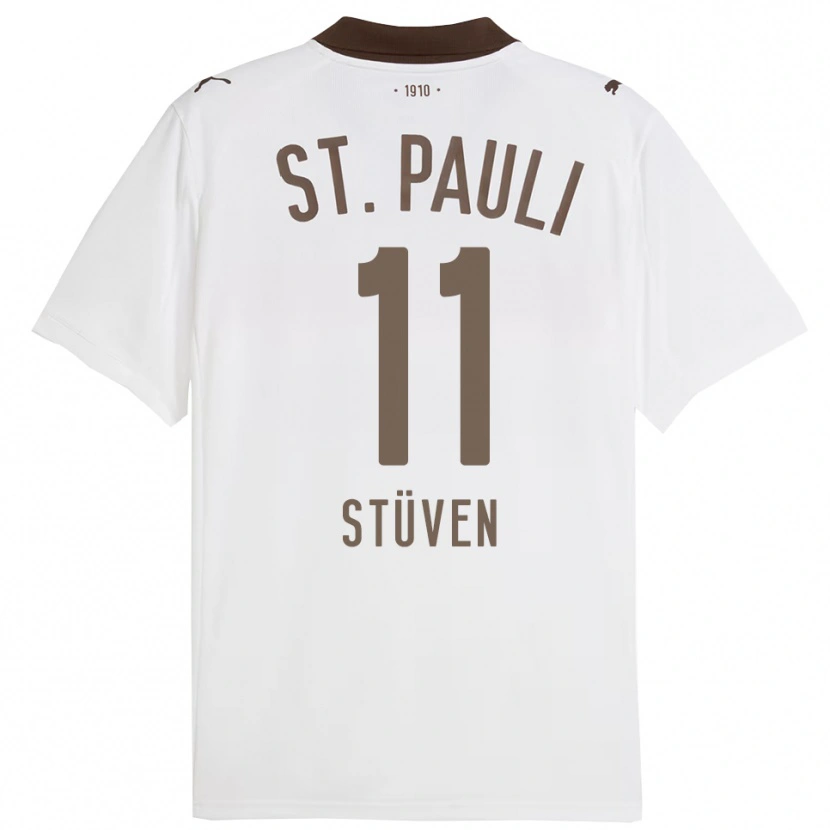 Danxen Kinder Max Stüven #11 Weiß Rot Auswärtstrikot Trikot 2025/26 T-Shirt