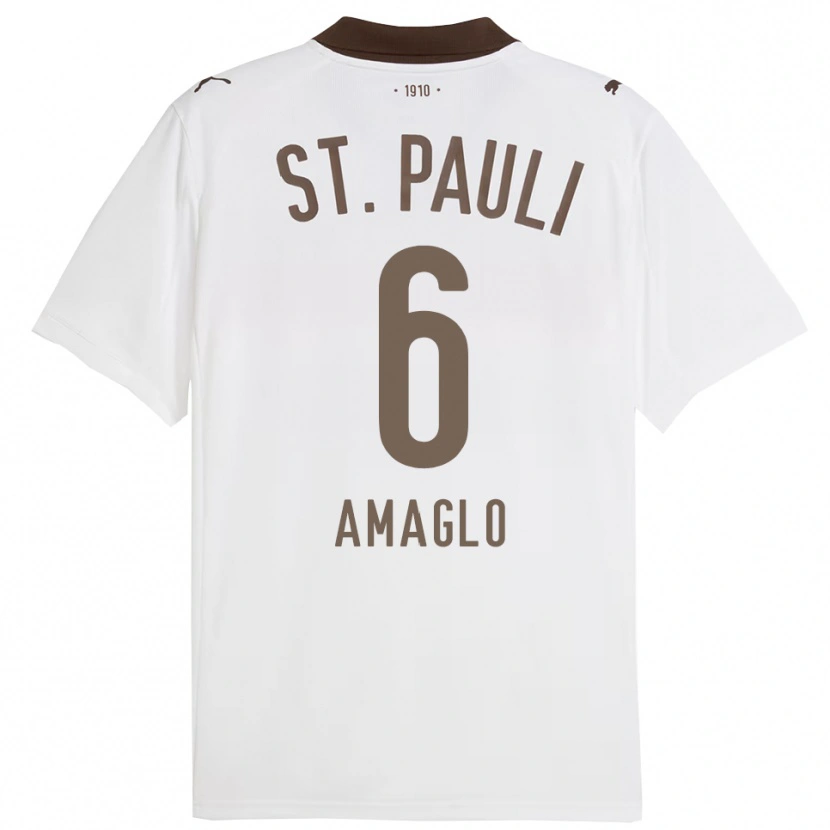 Danxen Kinder Aron Amaglo #6 Weiß Rot Auswärtstrikot Trikot 2025/26 T-Shirt