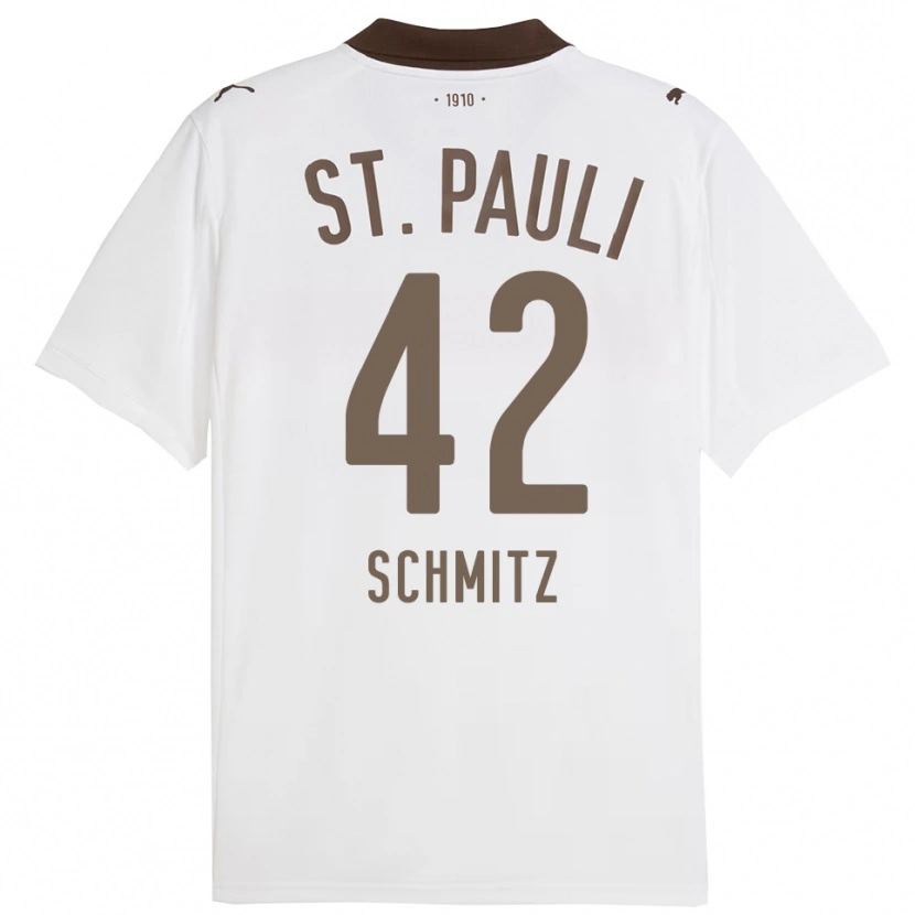 Danxen Kinder Marwin Schmitz #42 Weiß Rot Auswärtstrikot Trikot 2025/26 T-Shirt