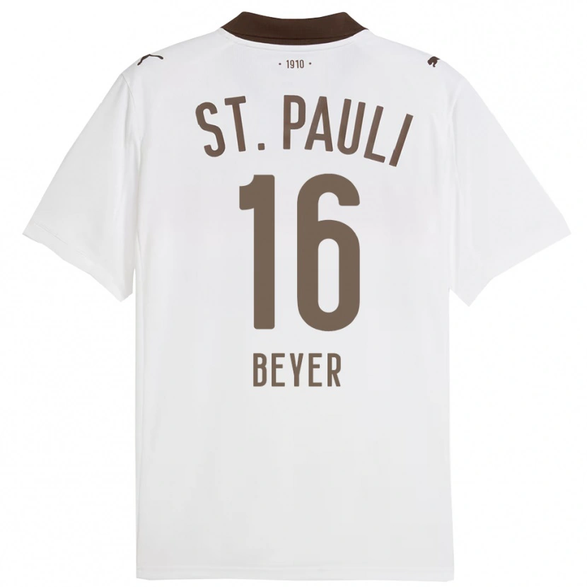 Danxen Kinder Lasse Beyer #16 Weiß Rot Auswärtstrikot Trikot 2025/26 T-Shirt