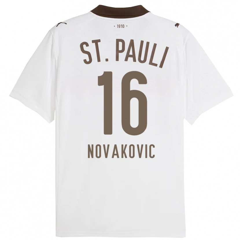 Danxen Kinder Milivoje Novakovic #16 Weiß Rot Auswärtstrikot Trikot 2025/26 T-Shirt