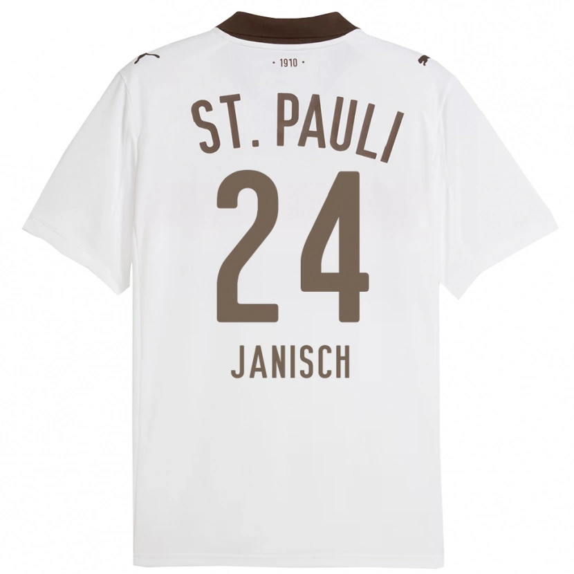 Danxen Kinder August Janisch #24 Weiß Rot Auswärtstrikot Trikot 2025/26 T-Shirt
