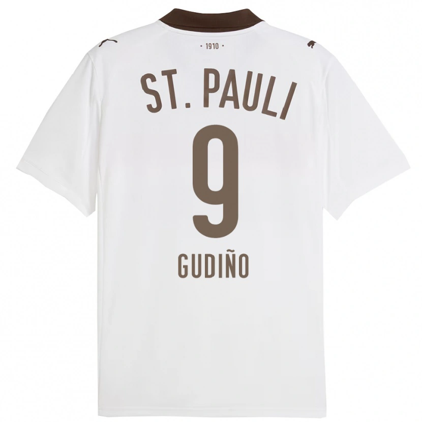 Danxen Kinder Alberto Gudiño #9 Weiß Rot Auswärtstrikot Trikot 2025/26 T-Shirt